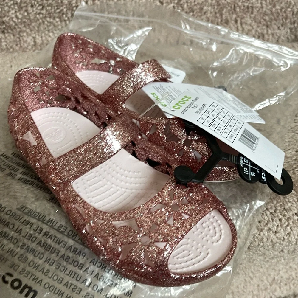 New Crocs Toddler Girl Isabella Flower Flat Sandal - Picture 3 of 13